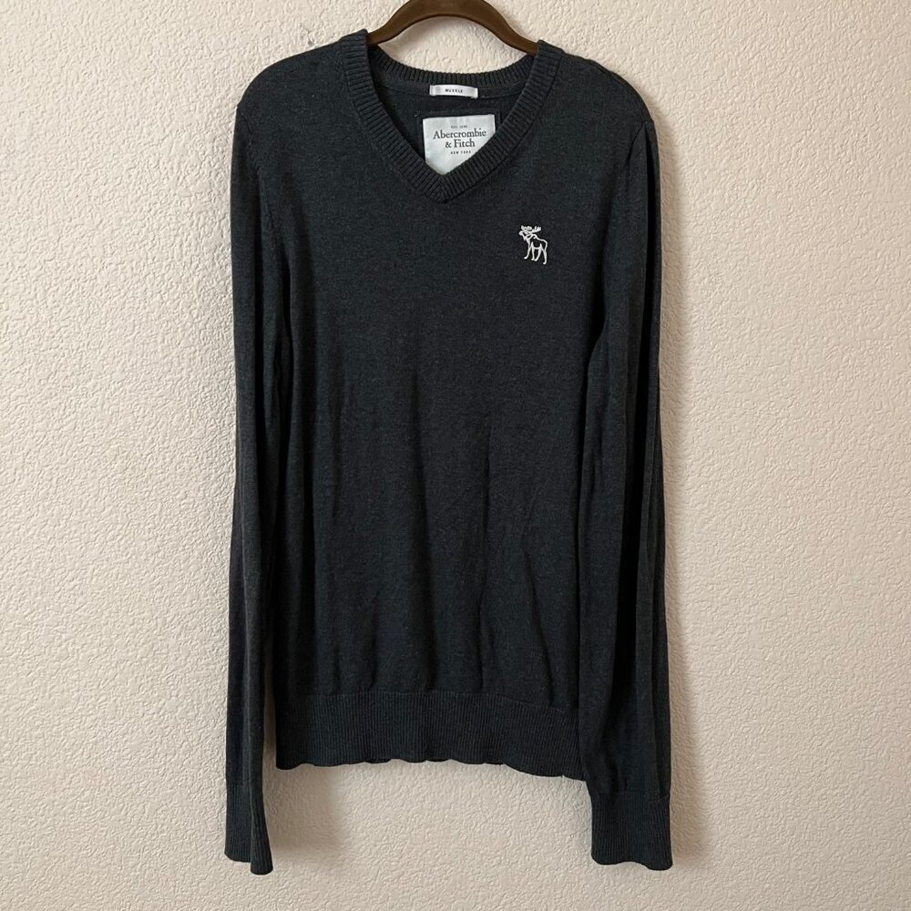 Abercrombie & Fitch Size XXL Men Gray Muscle Fit Cashmere Blend V-neck Sweater